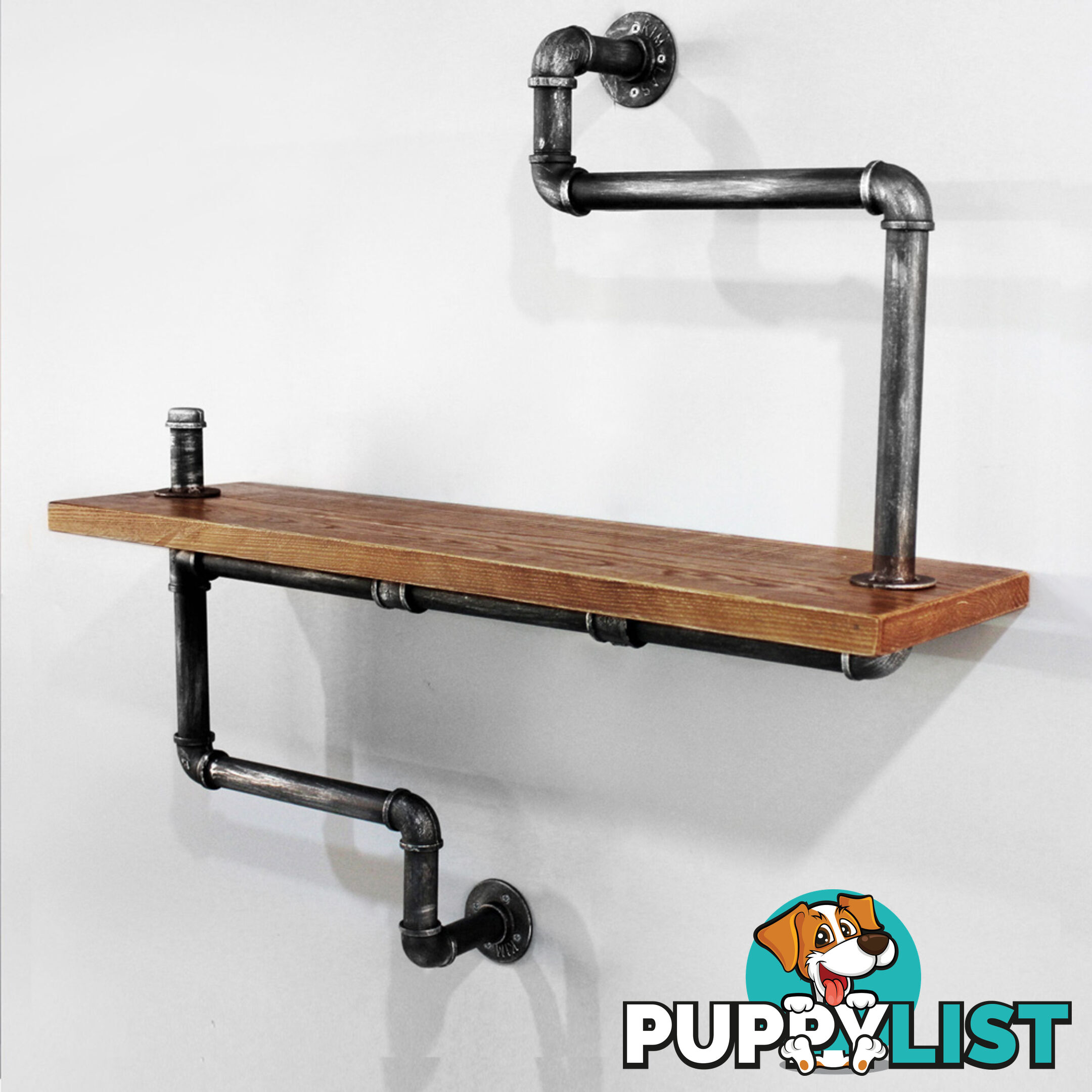 Rustic Industrial DIY Floating Pipe Shelf