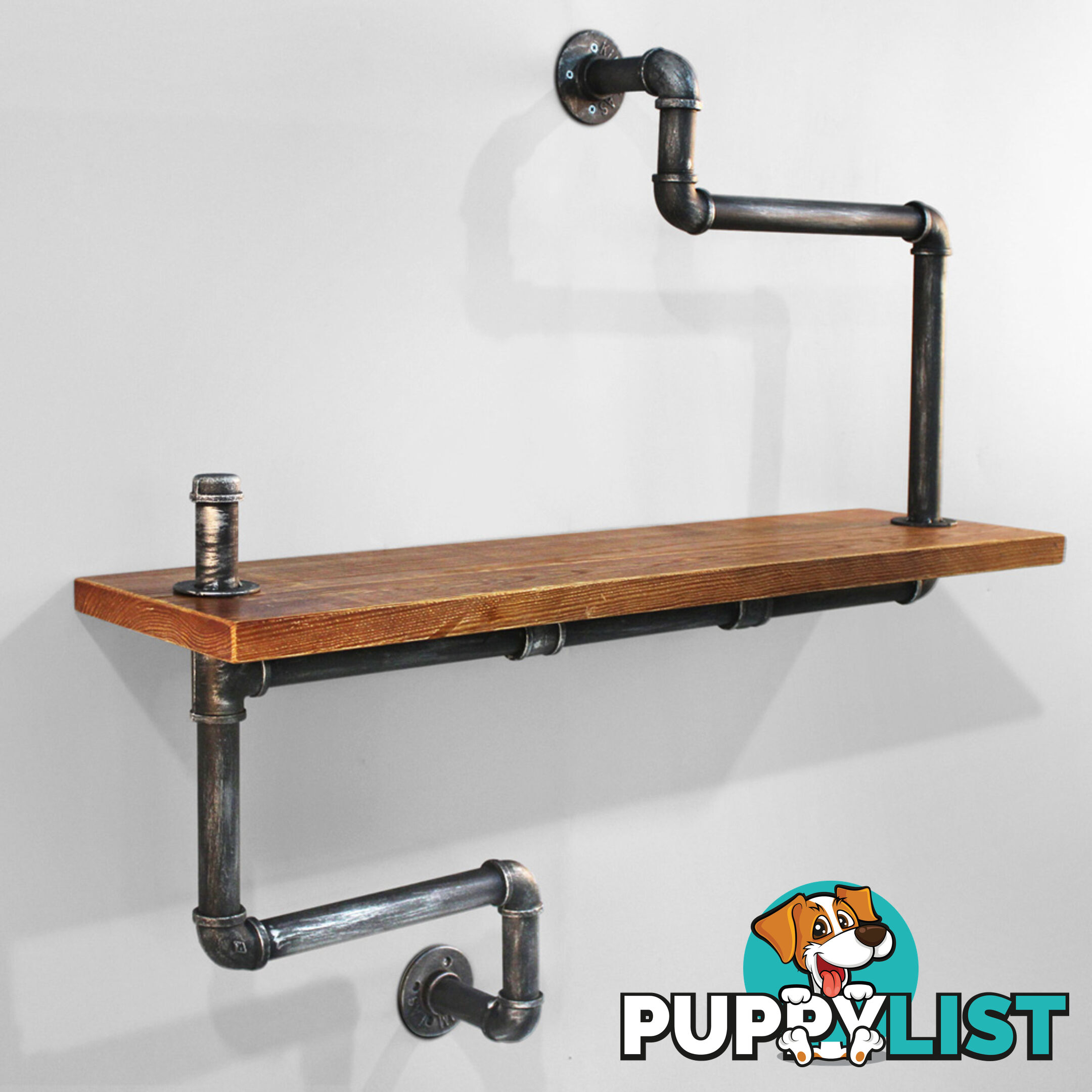 Rustic Industrial DIY Floating Pipe Shelf