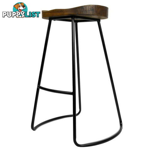 Set of 2 Steel Barstools with Wooden Seat