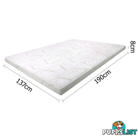 Cool Gel Memory Foam Mattress Topper w/ Bamboo Fabric Cover 8cm Double