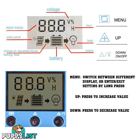 30A 12V-24V LCD Display PWM Solar Panel Regulator Charge Controller & Timer PWN