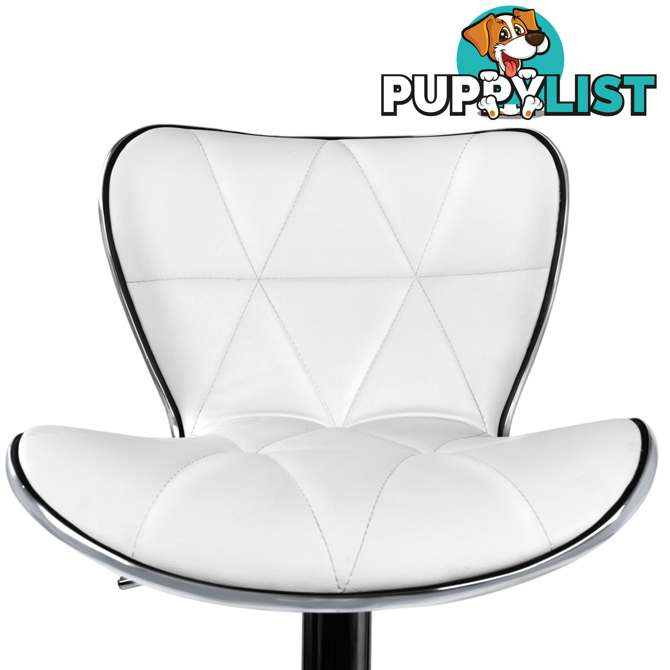 Set of 2 PU Leather Kitchen Bar Stool White