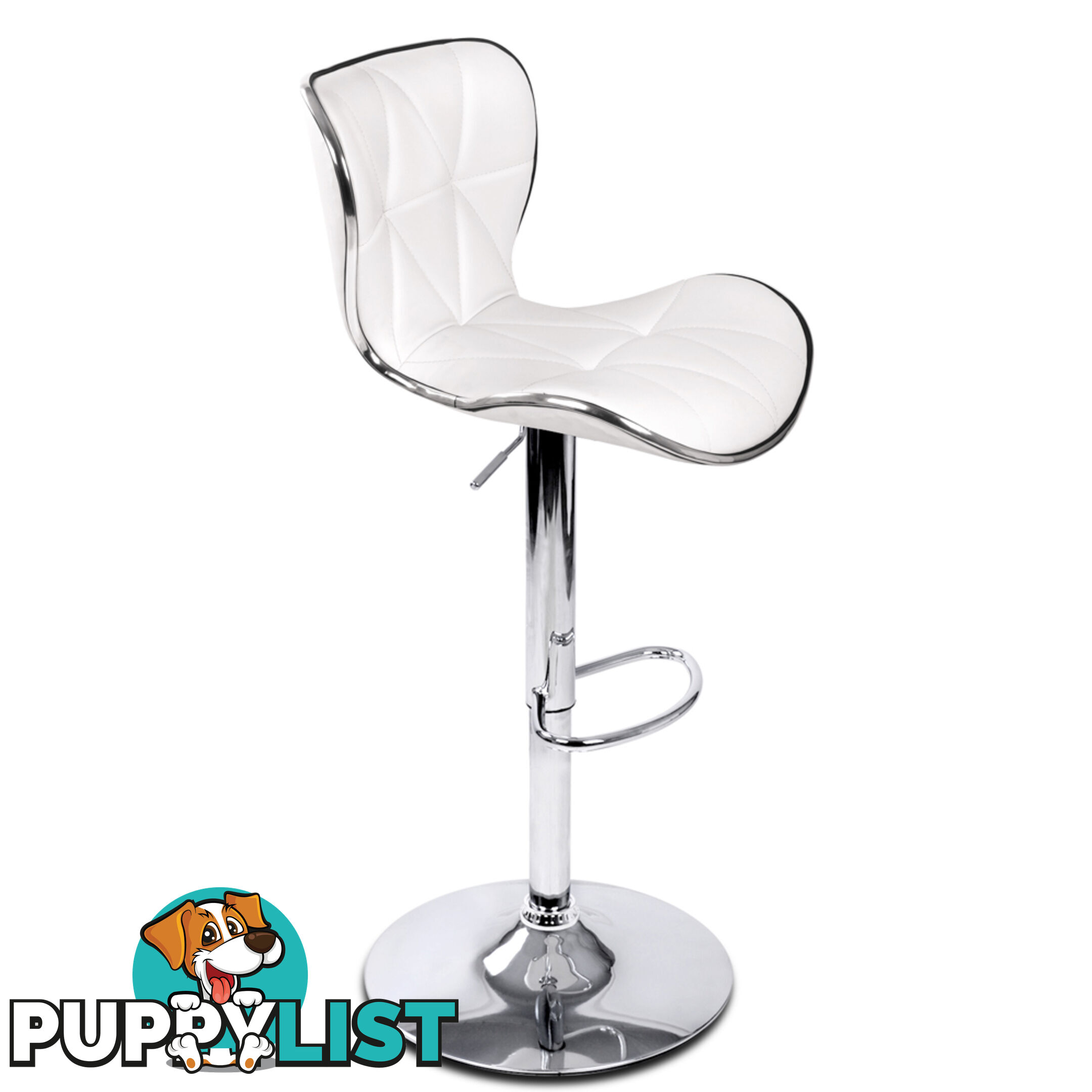 Set of 2 PU Leather Kitchen Bar Stool White