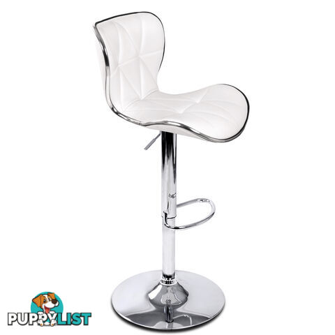 Set of 2 PU Leather Kitchen Bar Stool White