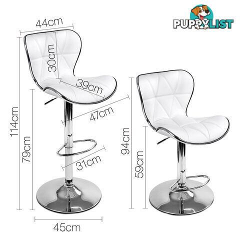 Set of 2 PU Leather Kitchen Bar Stool White