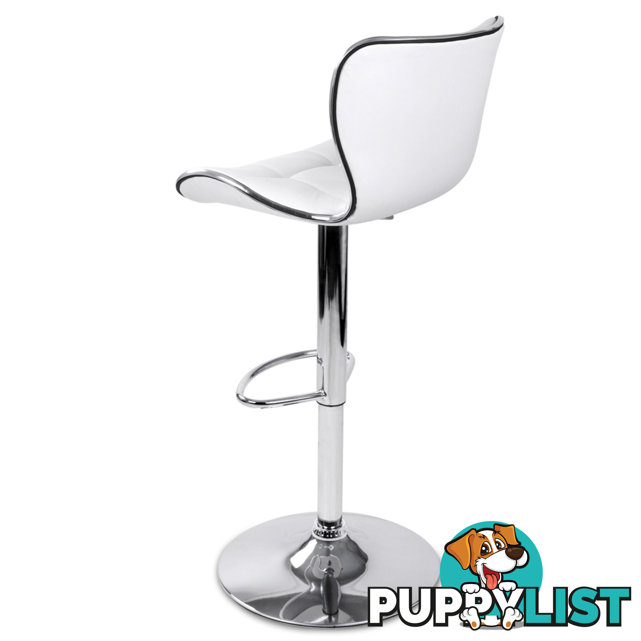 Set of 2 PU Leather Kitchen Bar Stool White