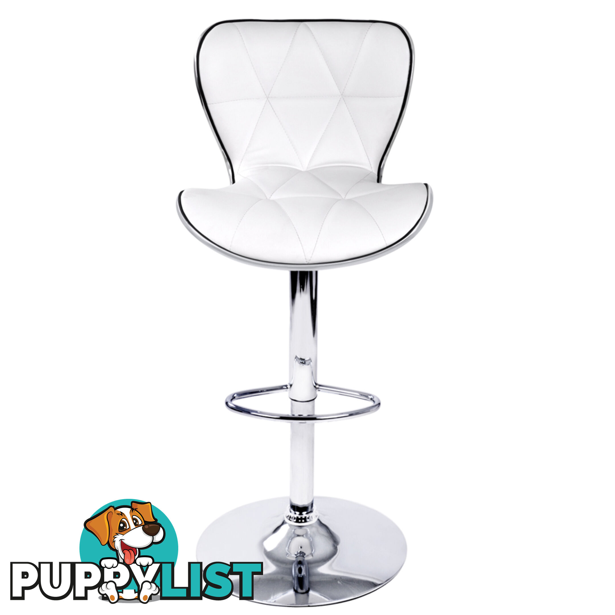 Set of 2 PU Leather Kitchen Bar Stool White