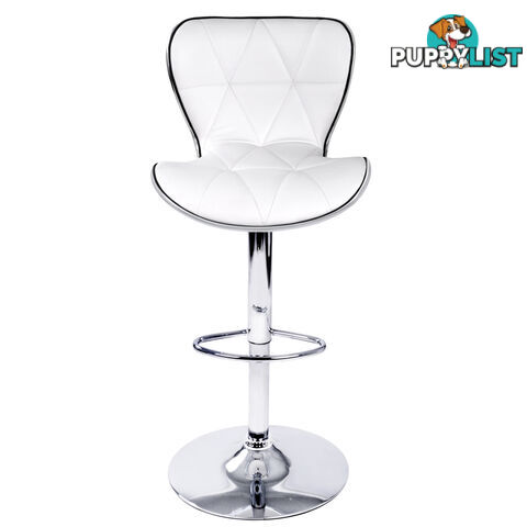 Set of 2 PU Leather Kitchen Bar Stool White