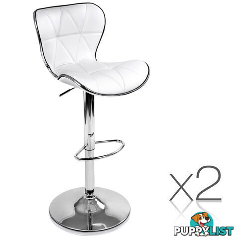 Set of 2 PU Leather Kitchen Bar Stool White