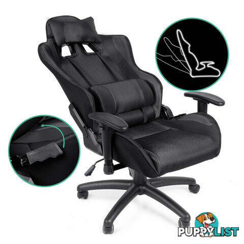 PU Leather & Mesh Reclining Office Desk Gaming Executive Chair - Black