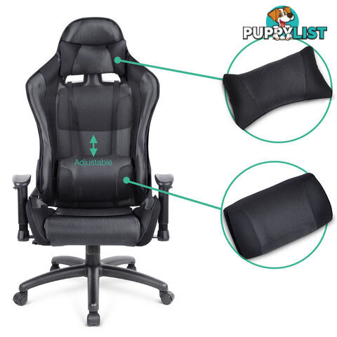 PU Leather & Mesh Reclining Office Desk Gaming Executive Chair - Black