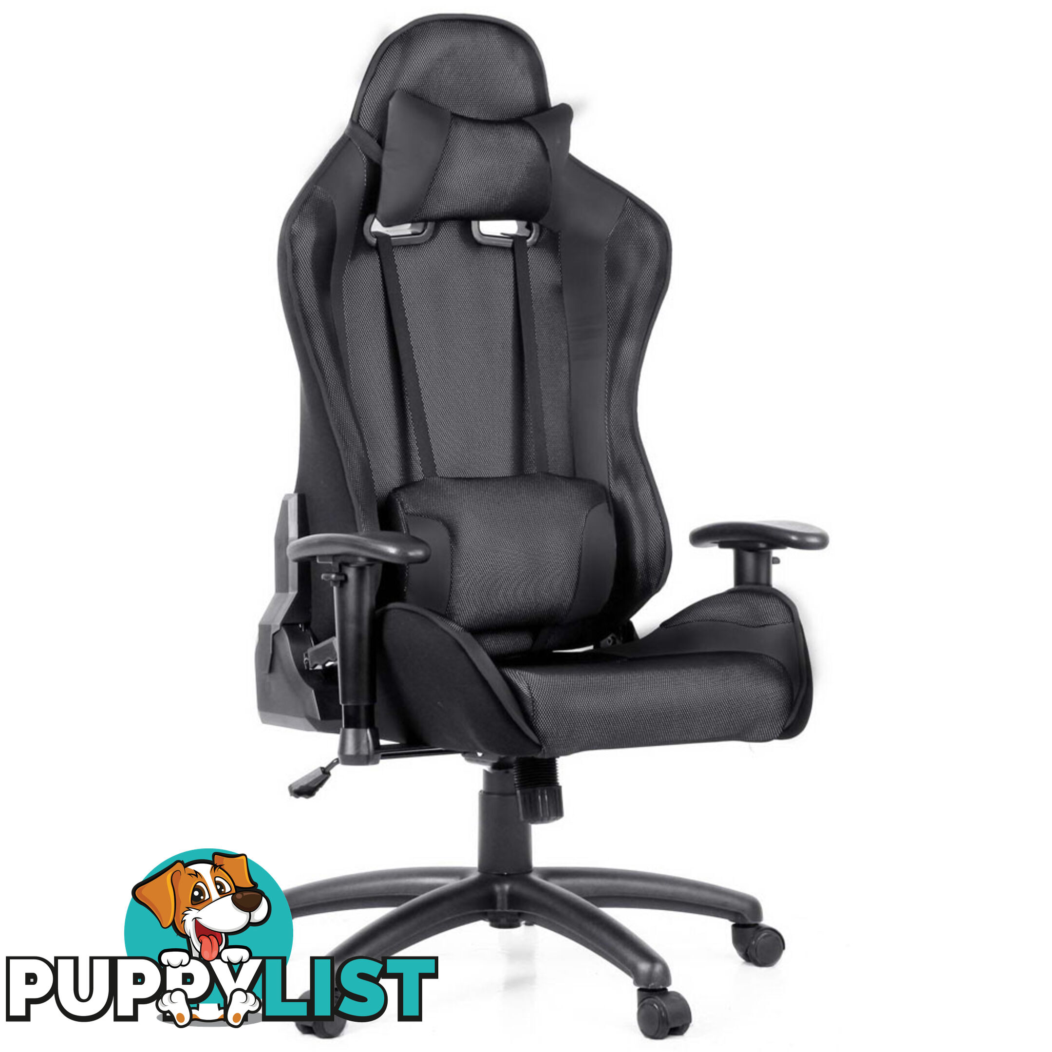 PU Leather & Mesh Reclining Office Desk Gaming Executive Chair - Black