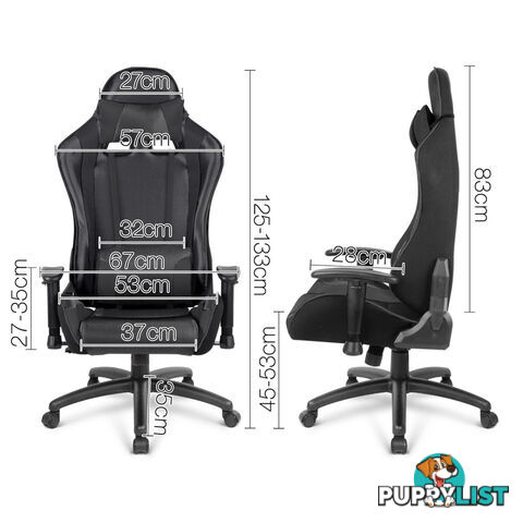 PU Leather & Mesh Reclining Office Desk Gaming Executive Chair - Black