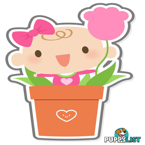 Flowerpot Girl Wall Stickers - Totally Movable