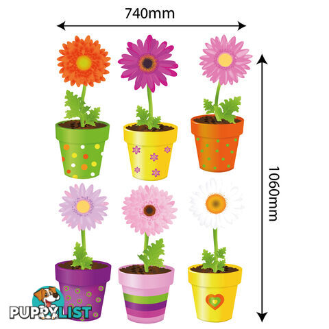 Extra Large Size Flower Pot Wall Stickers - Totally Movable