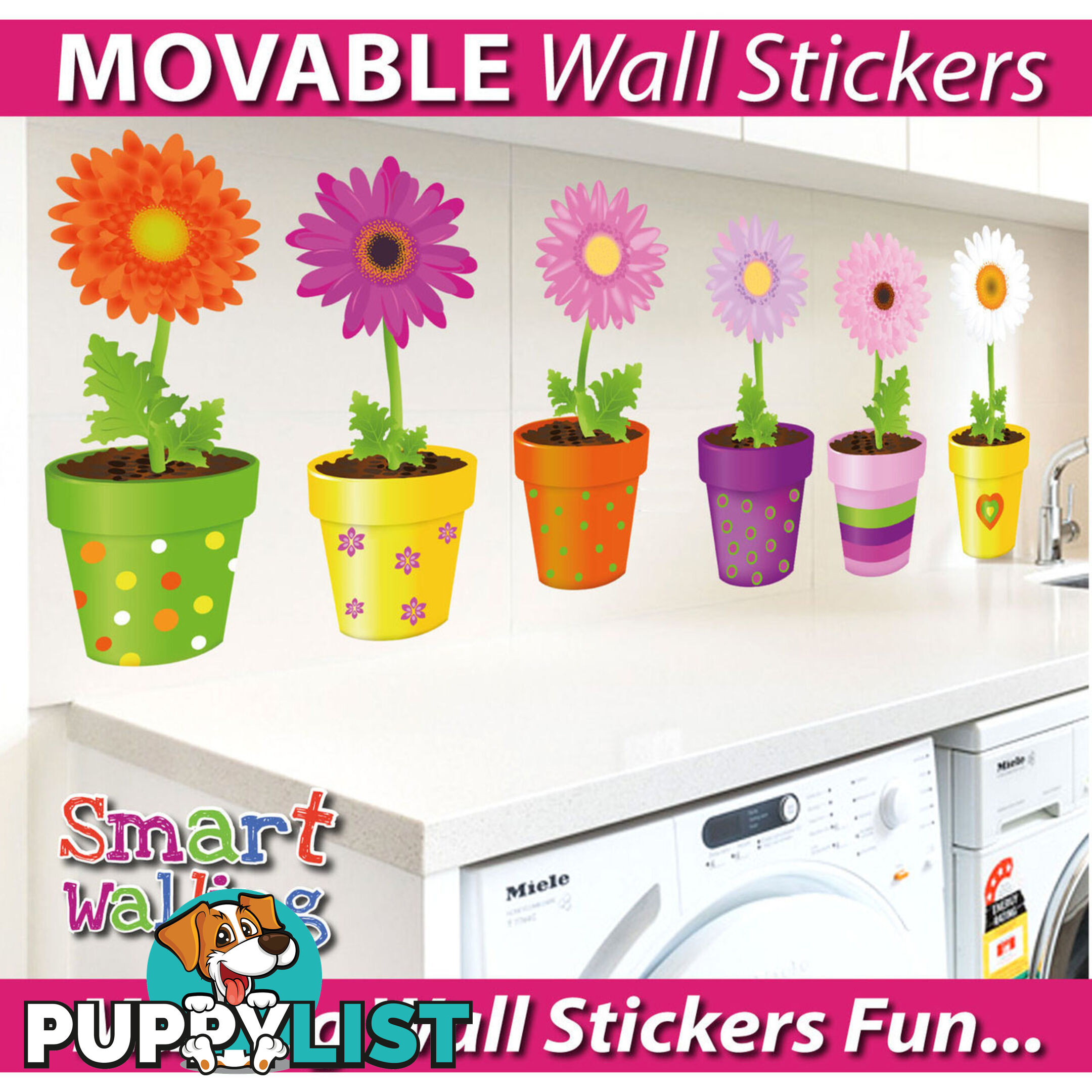 Extra Large Size Flower Pot Wall Stickers - Totally Movable