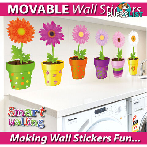 Extra Large Size Flower Pot Wall Stickers - Totally Movable