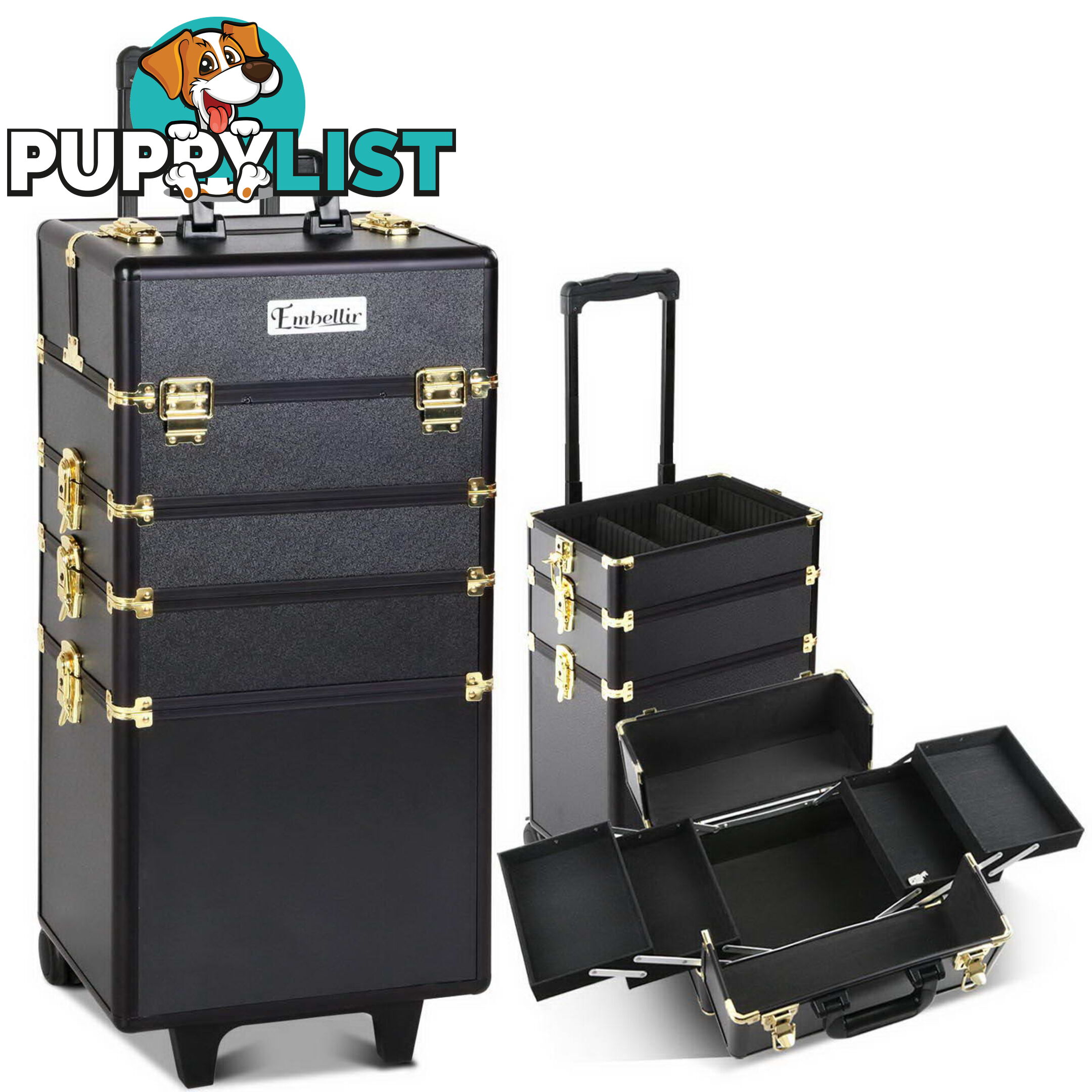 7 in 1 Make Up Cosmetic Beauty Case _ÑÐ Black & Gold