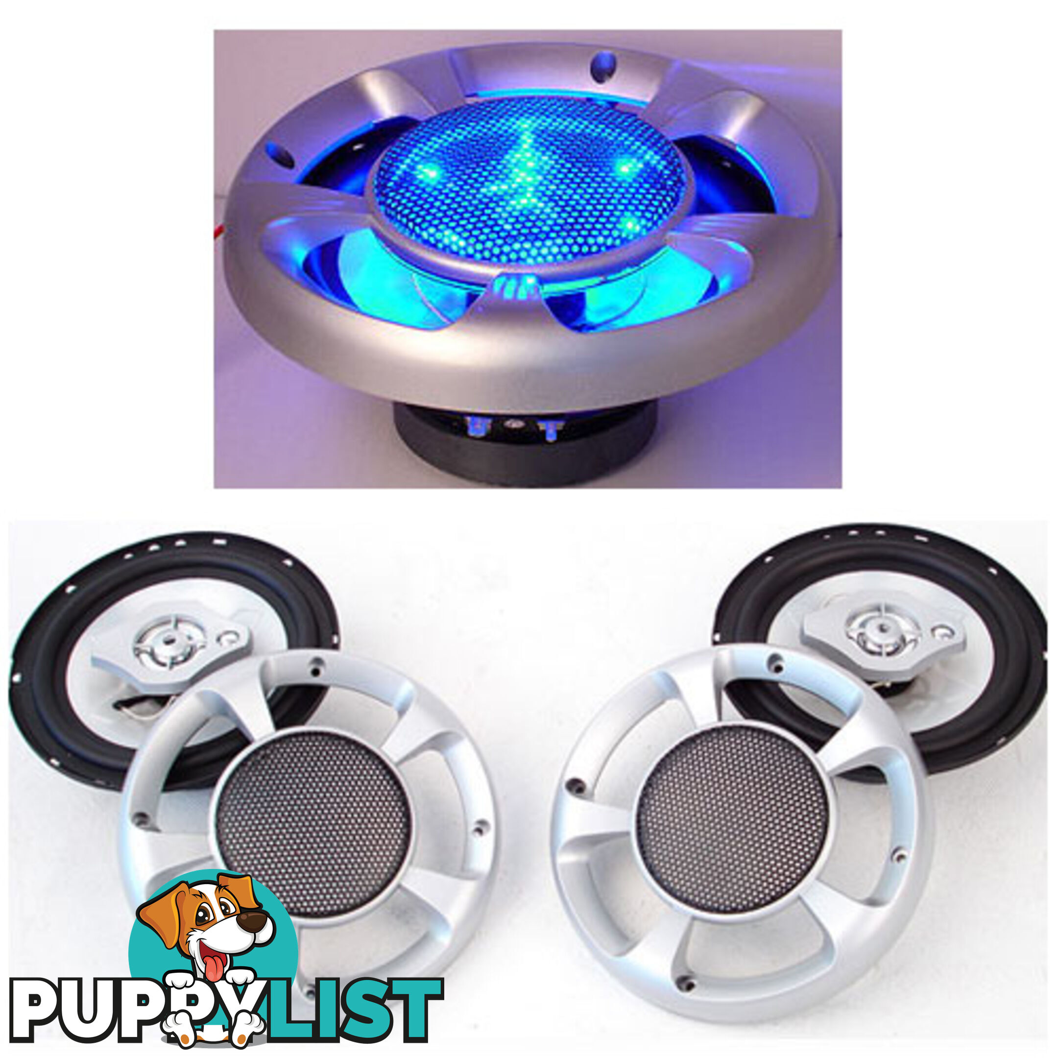 Set of 2 MaxTurbo Car Speakers w/ LED Light 500w