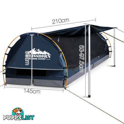 Double Camping Canvas Swag with Mattress and Air Pillow - Blue