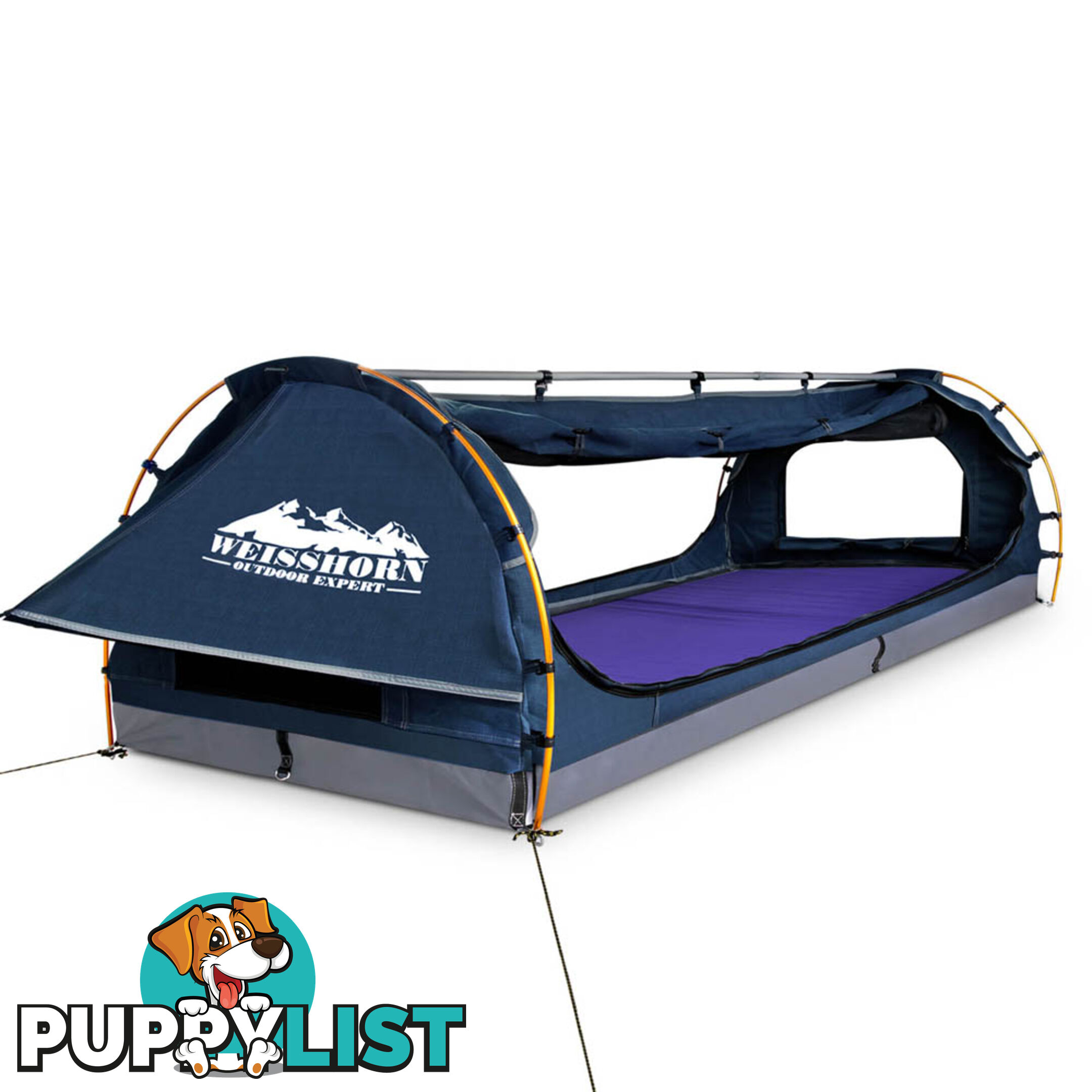 Double Camping Canvas Swag with Mattress and Air Pillow - Blue