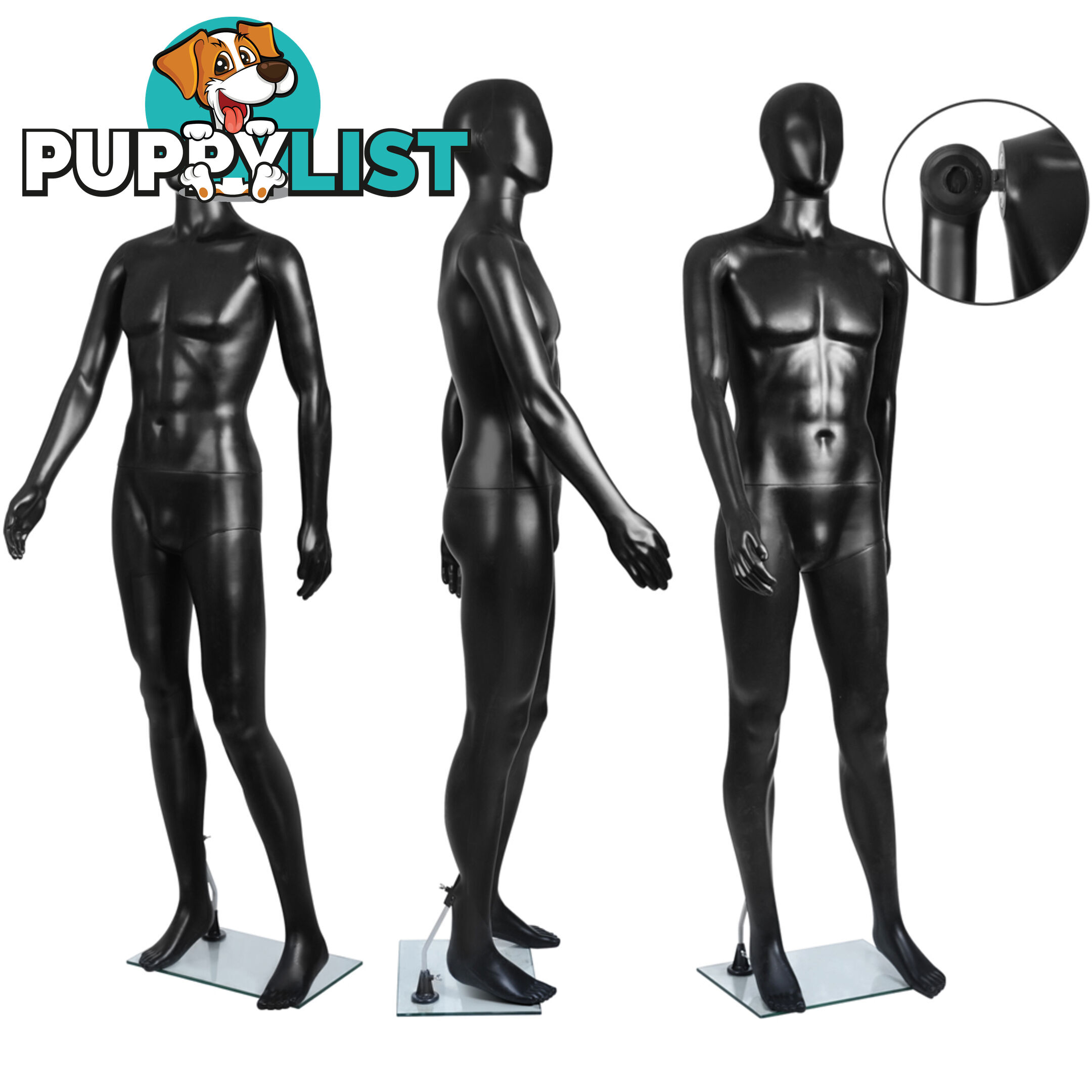 Full Body Male Mannequin Cloth Display Tailor Dressmaker Black 186cm