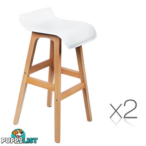 Set of 2 PVC Leather Bar Stool White