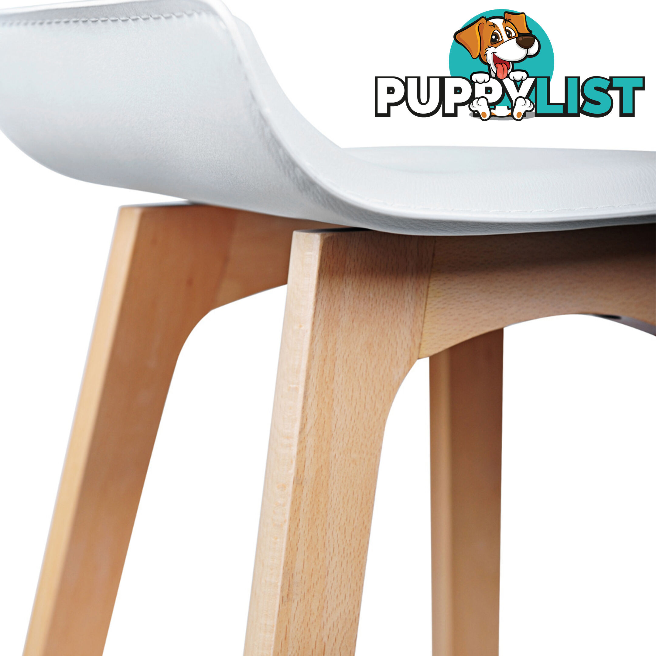 Set of 2 PVC Leather Bar Stool White