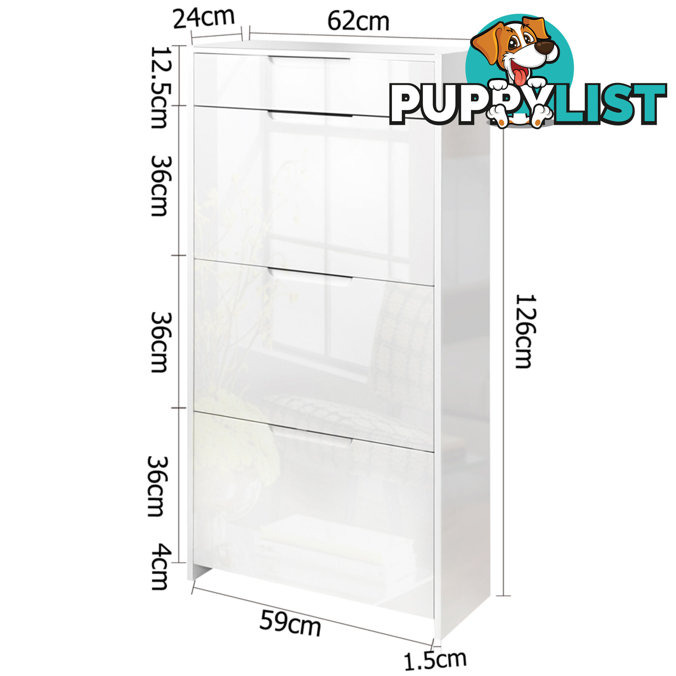 High Gloss Shoe Cabinet Rack White