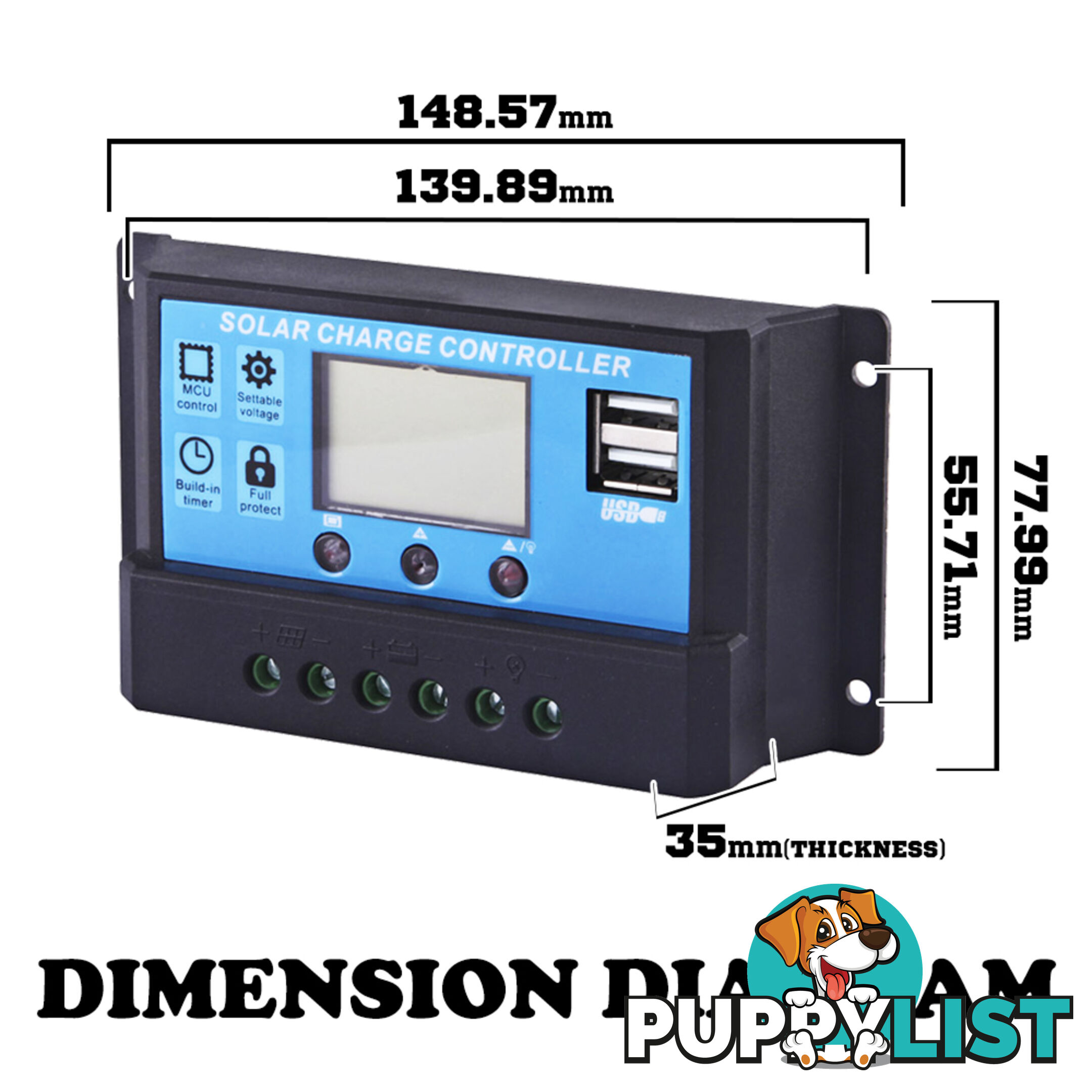 12V-24V 20A LCD Display PWM Solar Panel Regulator Charge Controller Timer PWN