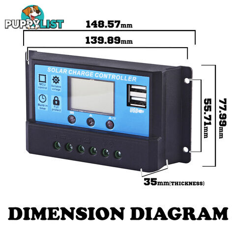 12V-24V 20A LCD Display PWM Solar Panel Regulator Charge Controller Timer PWN