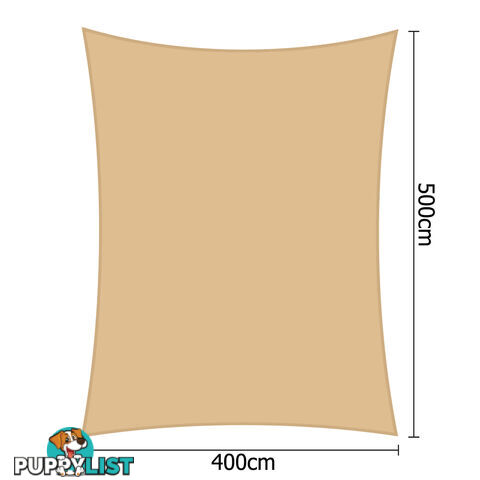 Heavy Duty Rectangle Shade Sail Canopy 4 x 5 m Sand Beige