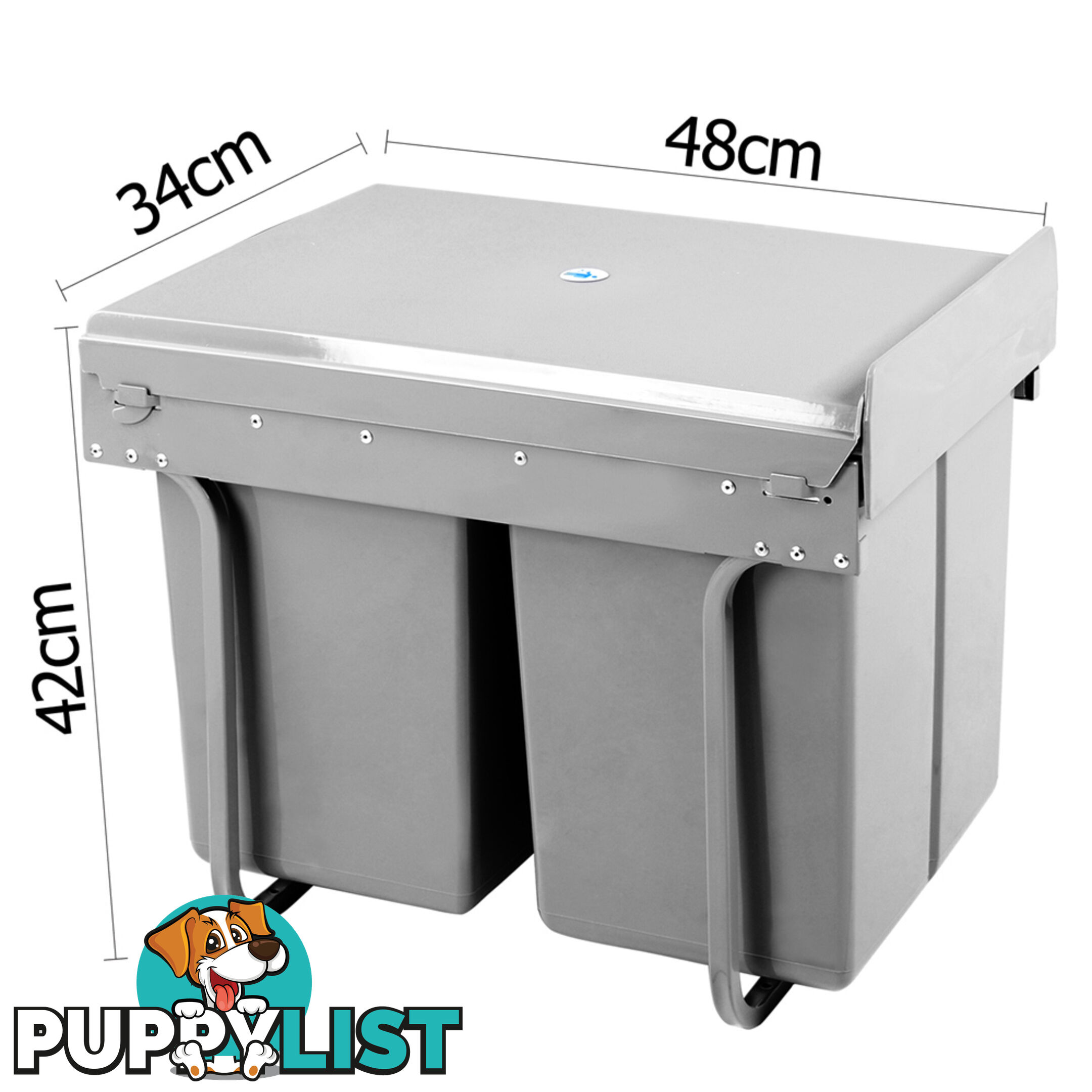 Duel Side Pull Out Rubbish Waste Basket 2 x 20L