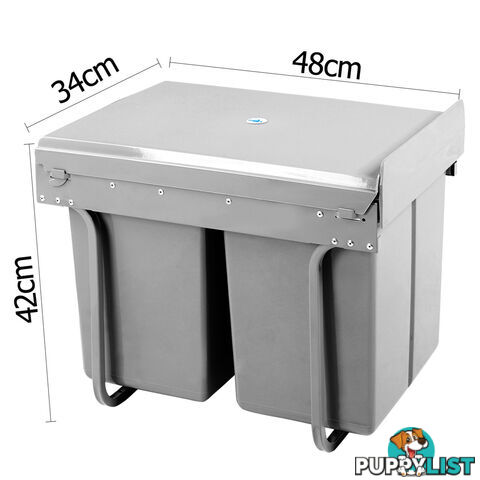 Duel Side Pull Out Rubbish Waste Basket 2 x 20L