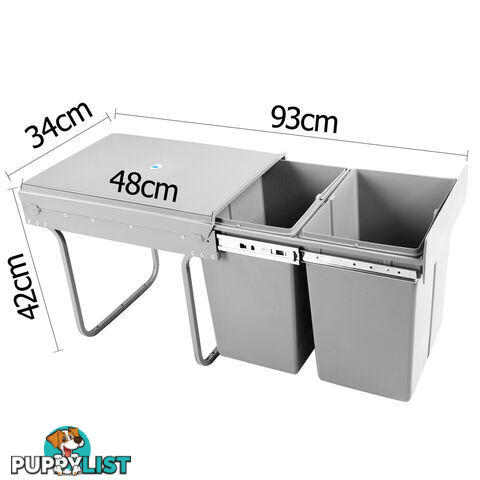 Duel Side Pull Out Rubbish Waste Basket 2 x 20L