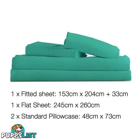 4 Piece Microfibre Sheet Set Queen_ÑÐ Aqua