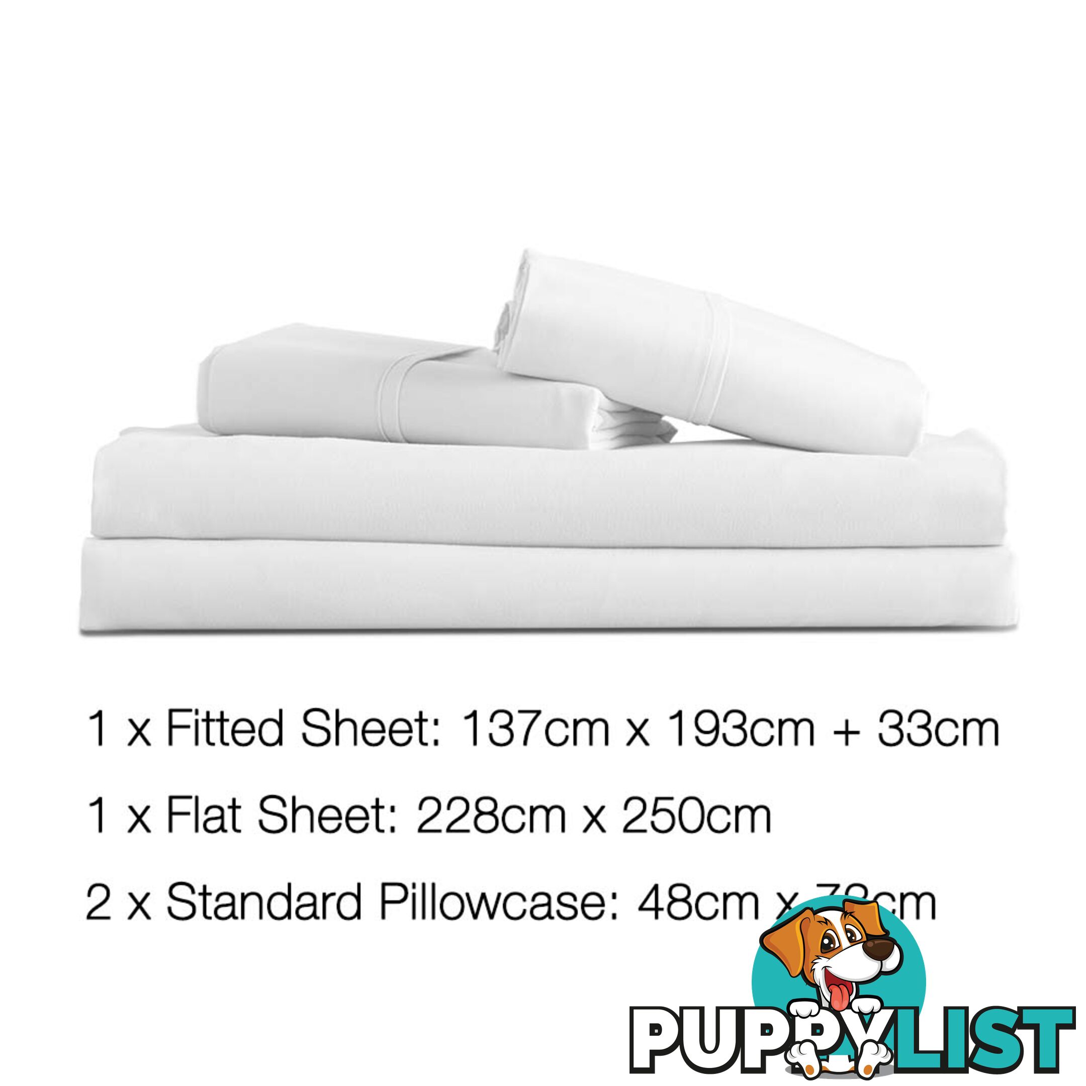 4 Piece Microfibre Sheet Set Double_ÑÐ White