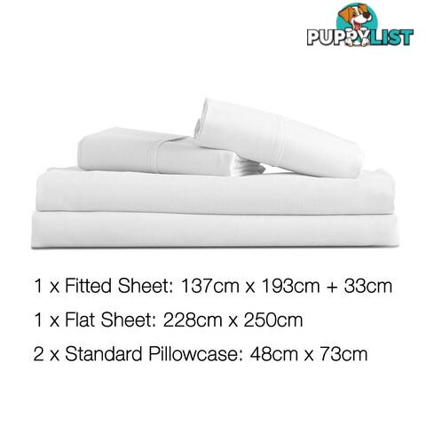 4 Piece Microfibre Sheet Set Double_ÑÐ White