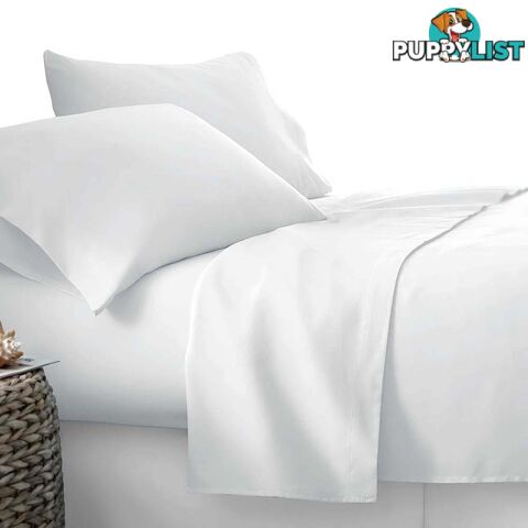 4 Piece Microfibre Sheet Set Double_ÑÐ White