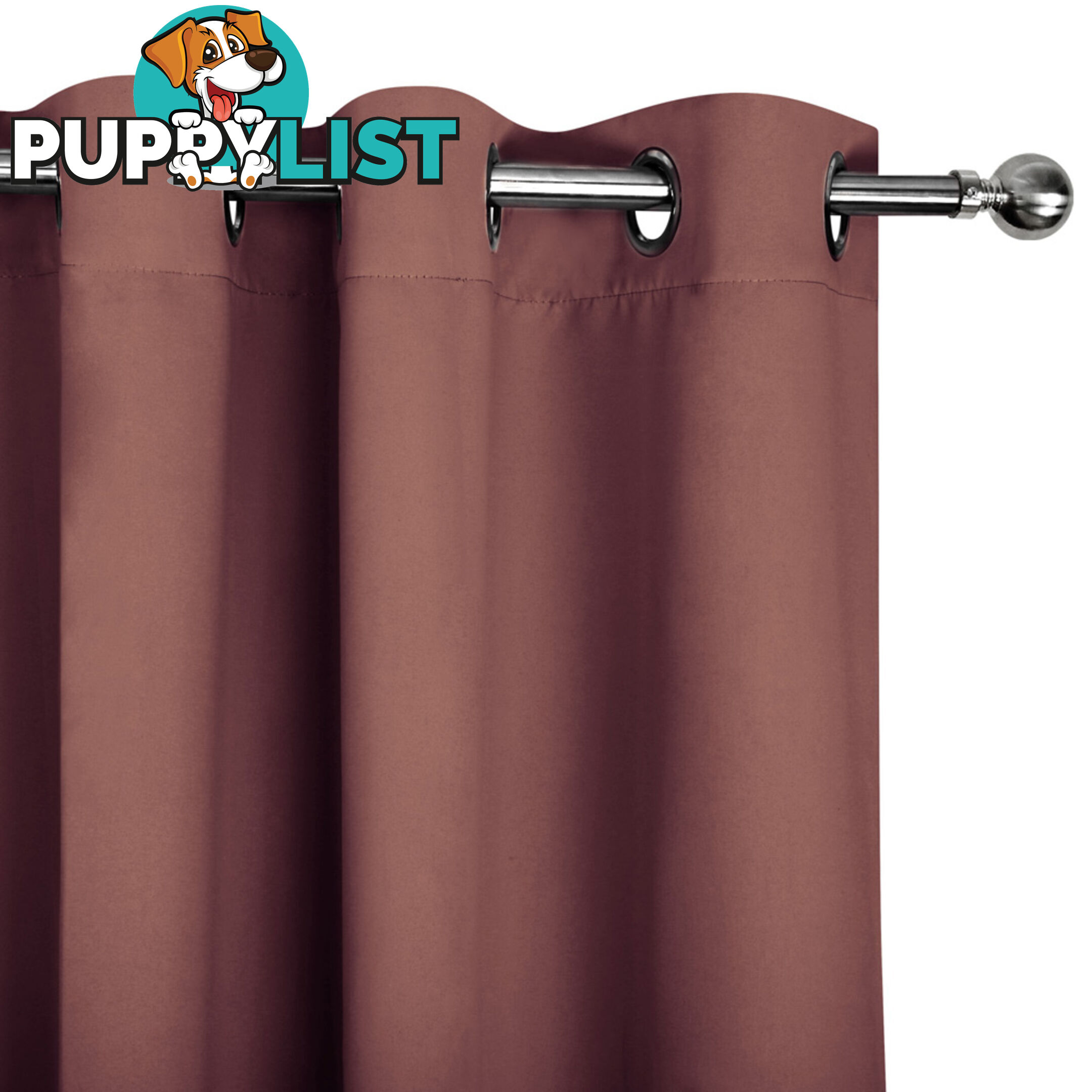 ArtQueen 3 Pass Eyelet Blockout Curtain Brown 300cm