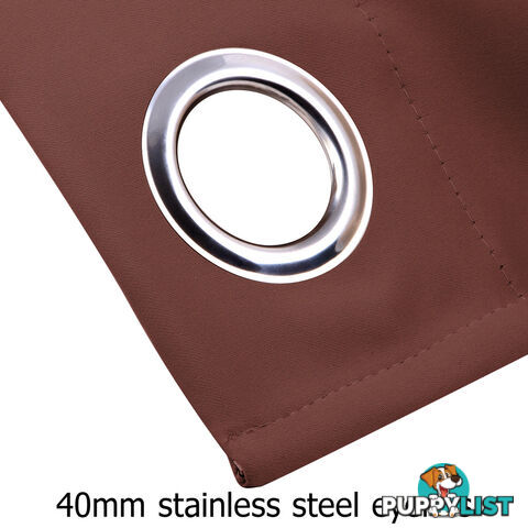 ArtQueen 3 Pass Eyelet Blockout Curtain Brown 300cm