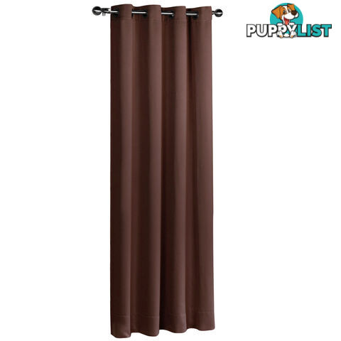 ArtQueen 3 Pass Eyelet Blockout Curtain Brown 300cm