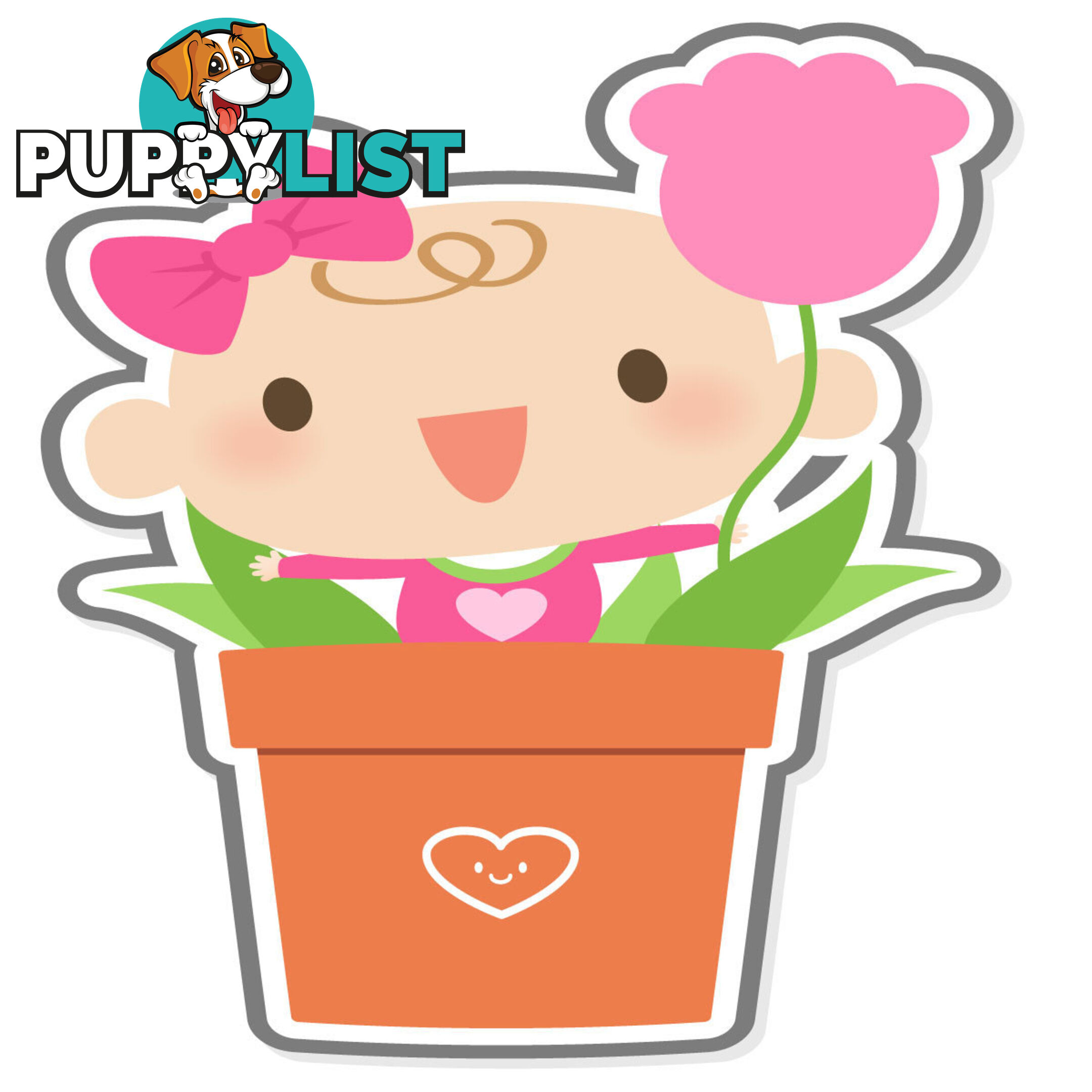 10 X Flowerpot Girl Wall Stickers - Totally Movable