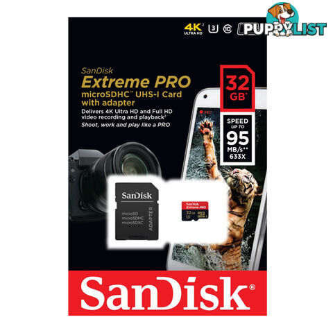 Sandisk 32GB Memory Card Extreme Pro MicroSDHC UHS-I CLASS 10 95mb/S