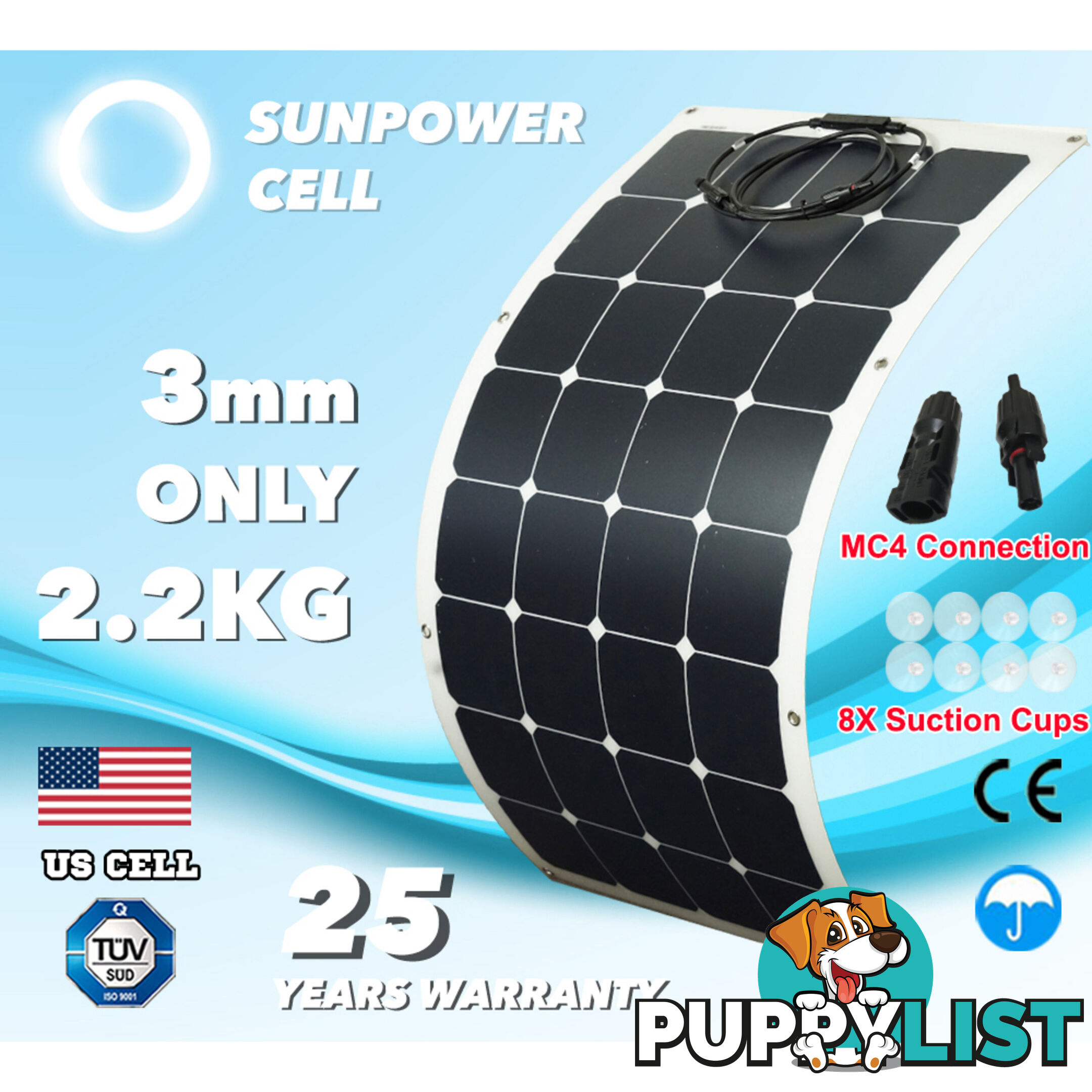 100W 12V FLEXIBLE SOLAR PANEL KIT GENERATOR CARAVAN CAMPING POWER MONO CHARGING