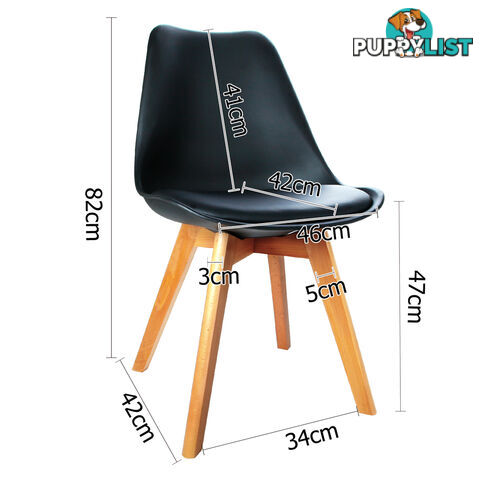 Set of 2 Dining Chair PU Leather Seat Black
