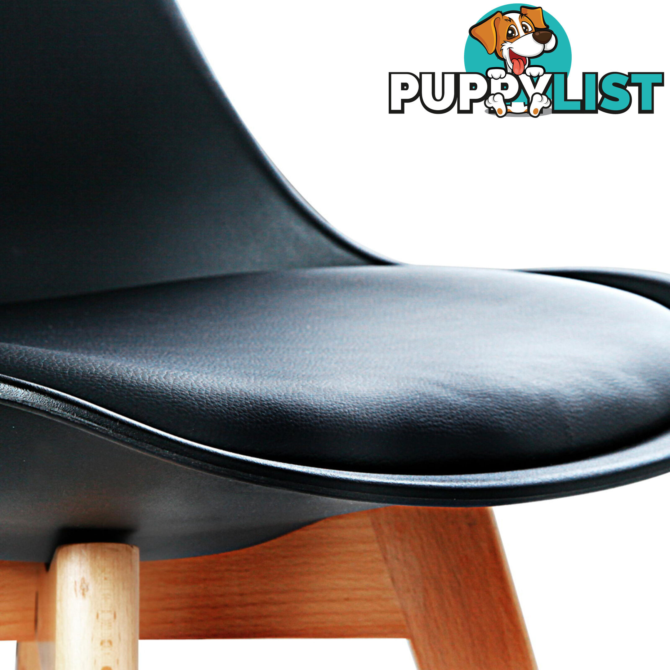 Set of 2 Dining Chair PU Leather Seat Black