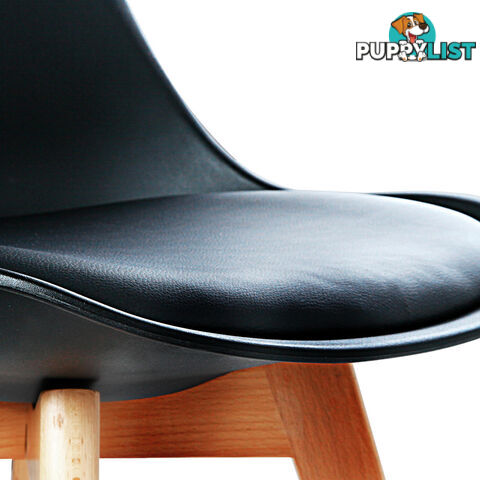 Set of 2 Dining Chair PU Leather Seat Black