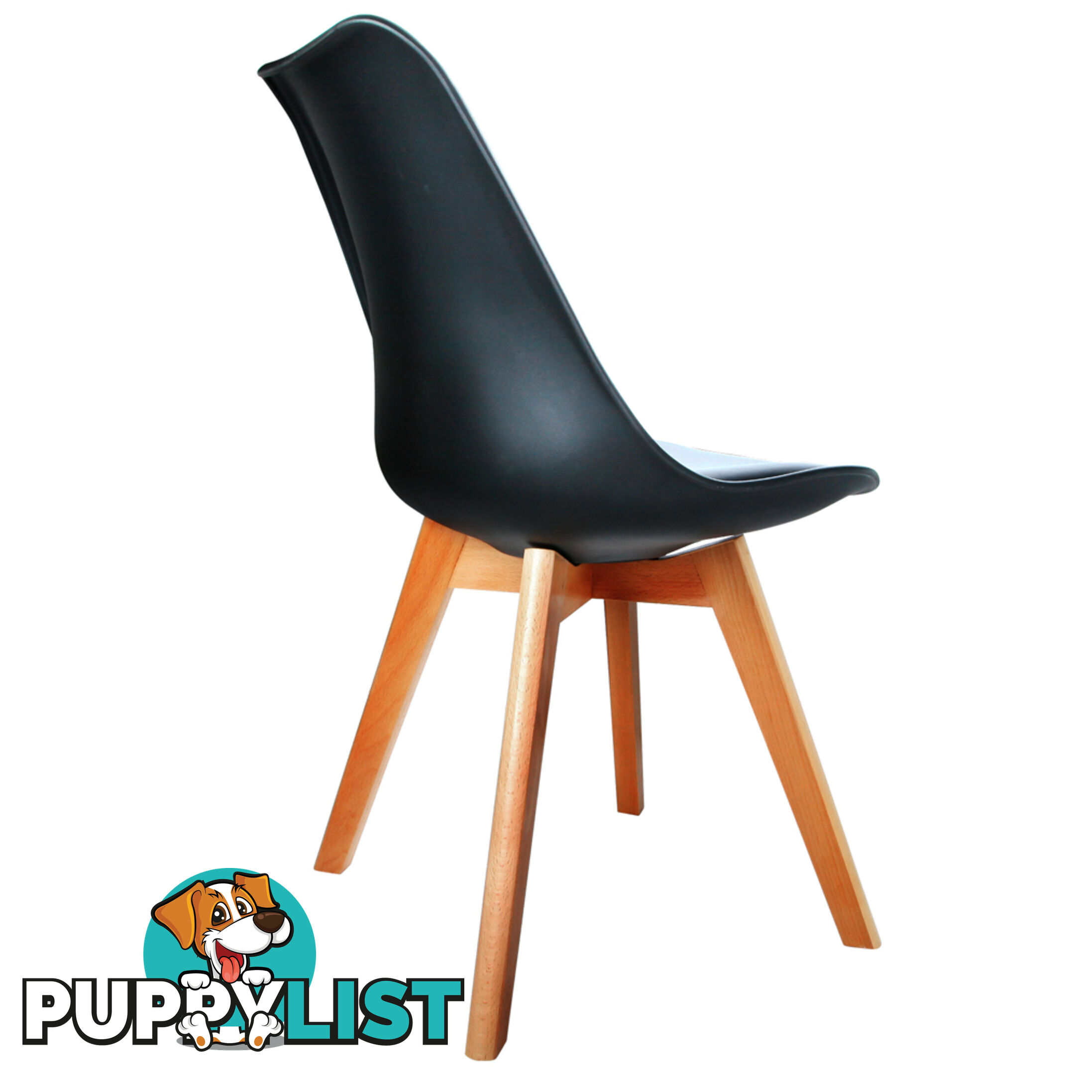 Set of 2 Dining Chair PU Leather Seat Black
