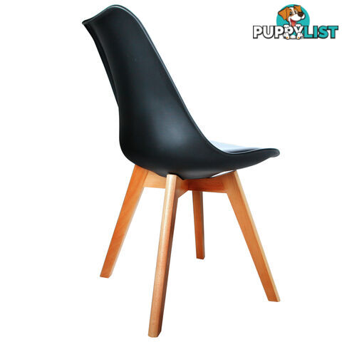 Set of 2 Dining Chair PU Leather Seat Black